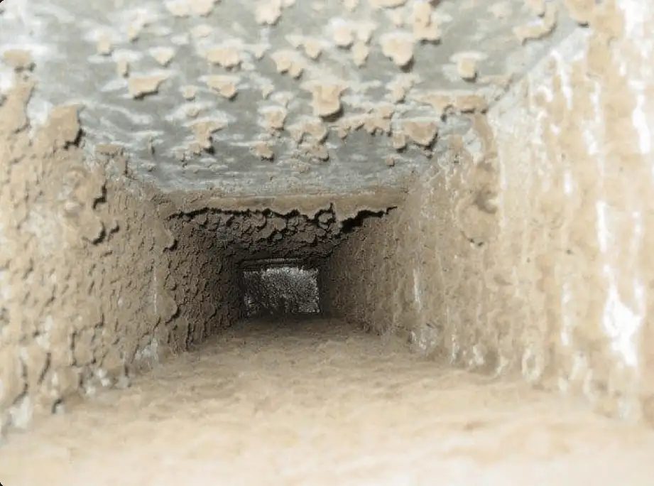 Duct interior before cleaning