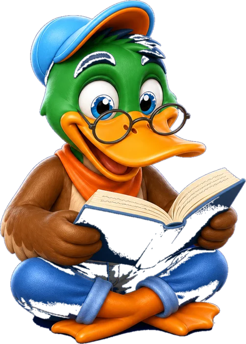 Superior Air Duct Cleaning duck mascot reading a book