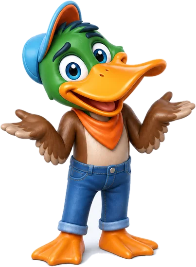 Superior Air Duct Cleaning duck mascot shrugging