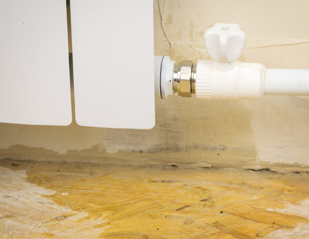 Water leaks from heating system of a private home