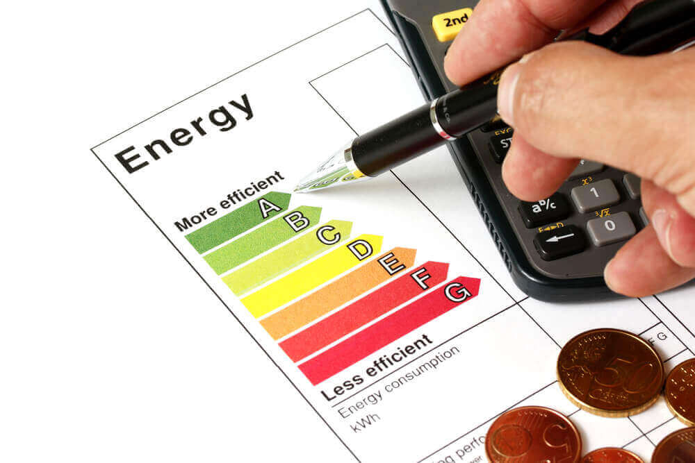 Energy efficiency concept with energy rating chart